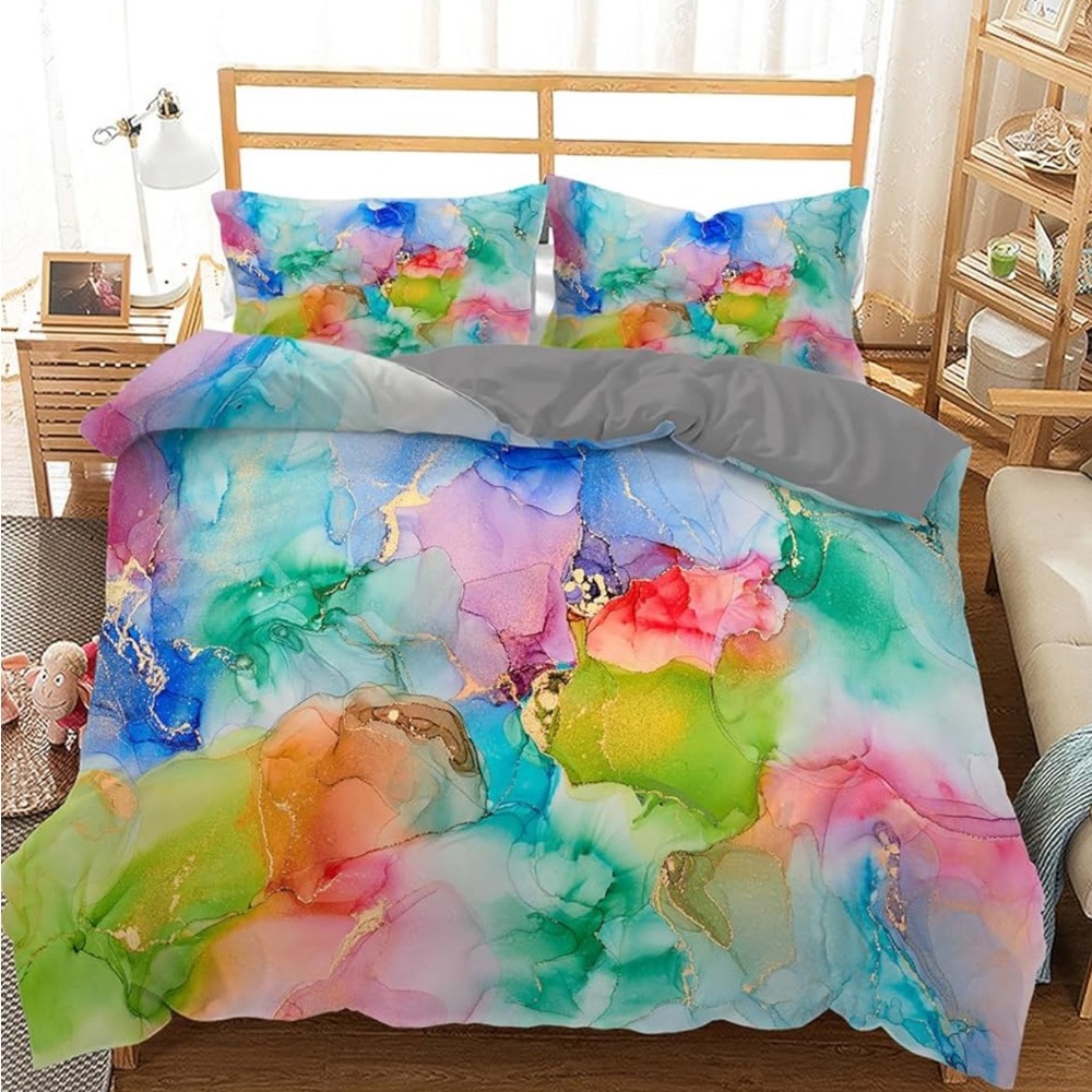 Marble Duvet Cover Sets, Tie-Dye Marble comforter Cover with 2 Pillow Sham new